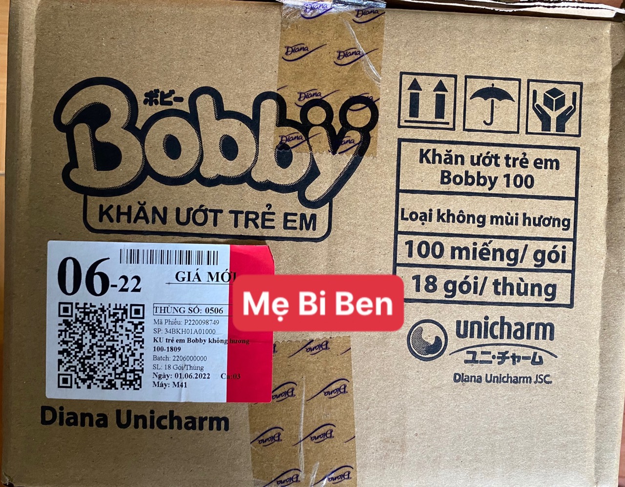 [Chính Hãng] Khăn Ướt Bobby Không Mùi/Có Mùi 80/100 Miếng