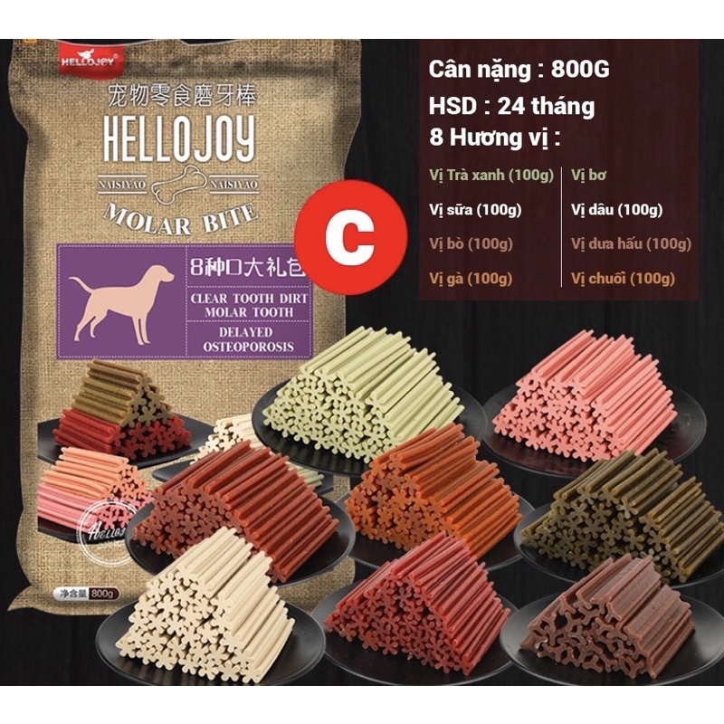 [Mã 2611TIEUDUNG100K giảm 8% đơn 500K] 800gr] Xương Gặm Cho Chó HelloJoy