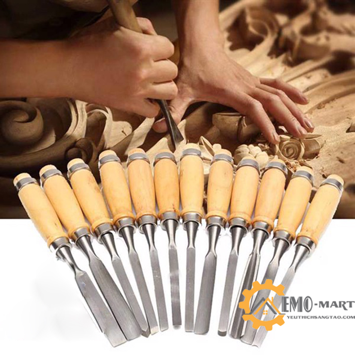 [FreeshipMAX] Bộ dụng cụ 12 cây đục, tiện gỗ cao cấp v2