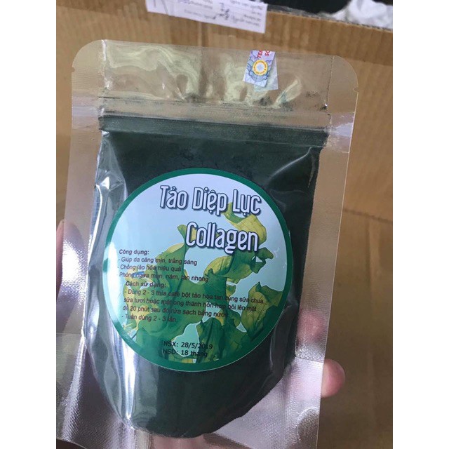 Tảo Diệp Lục Collagen 100gr ( Bột tảo xoắn đắp mặt HandMade).