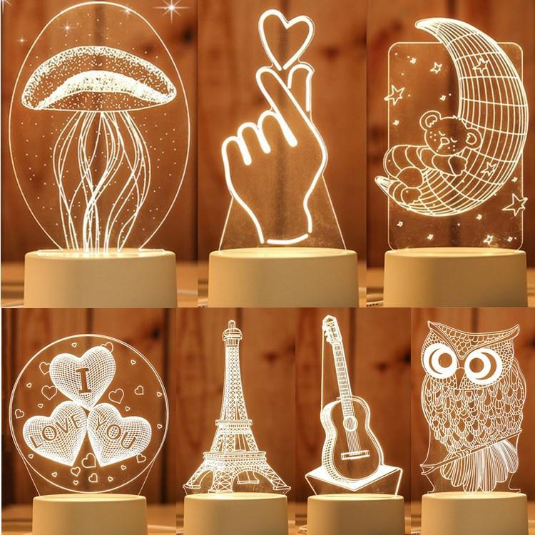 Đèn led ngủ, trang trí 3d, siêu lãng mạn, đa dạng