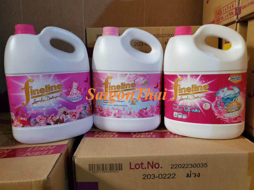 (SGT) Nước giặt xã FINELINE (3 màu HỒNG) - Can 3 Lít Thái Lan