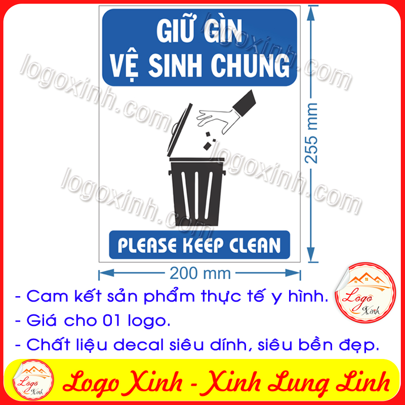 LOGO TEM STICKER YÊU CẦU GIỮ GÌN VỆ SINH CHUNG, KEEP CLEAN THIS AREA