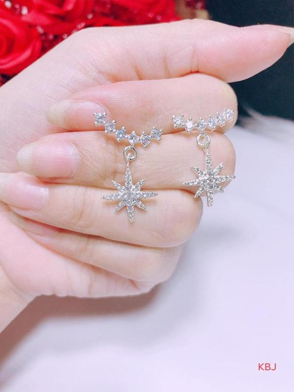 Bông tai bạc hình ngôi sao đính đá cao cấp