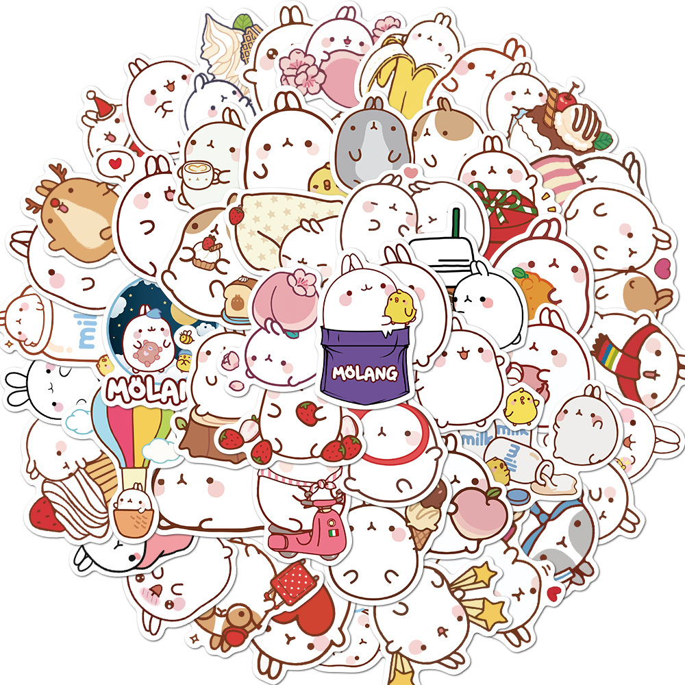 Set 50 Sticker Molang chống nước xinh xắn