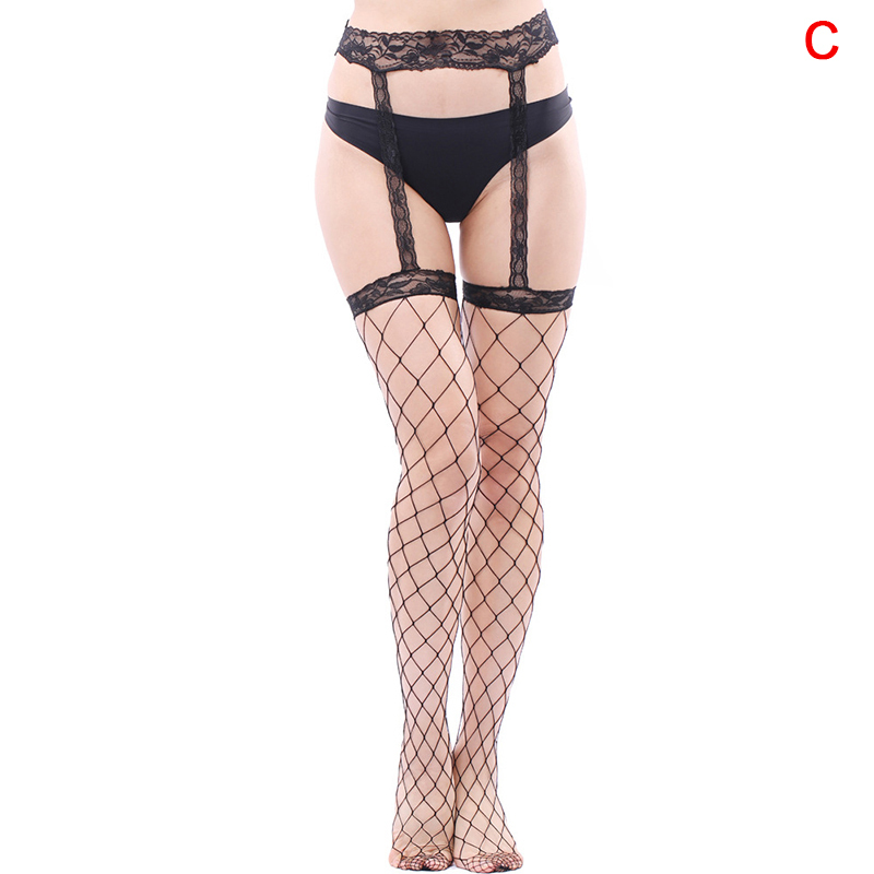 TRA Sexy Women Black Mesh Fishnet Stockings Tights Thigh Pantyhose Lace Garter