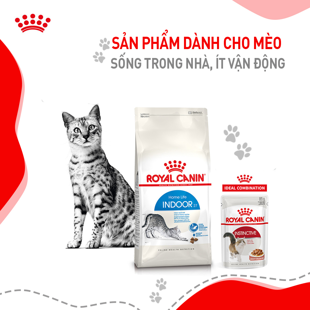 Royal Canin Indoor 2kg hạt khô thức ăn cho mèo trưởng thành lớn hơn 12 tháng tuổi sản xuất tại pháp