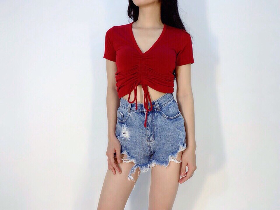 Áo Croptop Tay ngắn rút dây