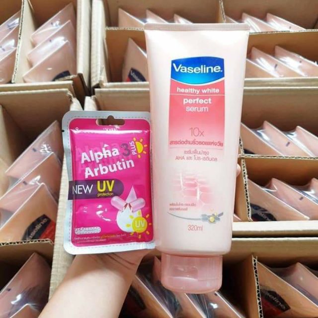 Combo vaseline 10x+ 1 vỉ 10 viên khích trắng Arbutin
