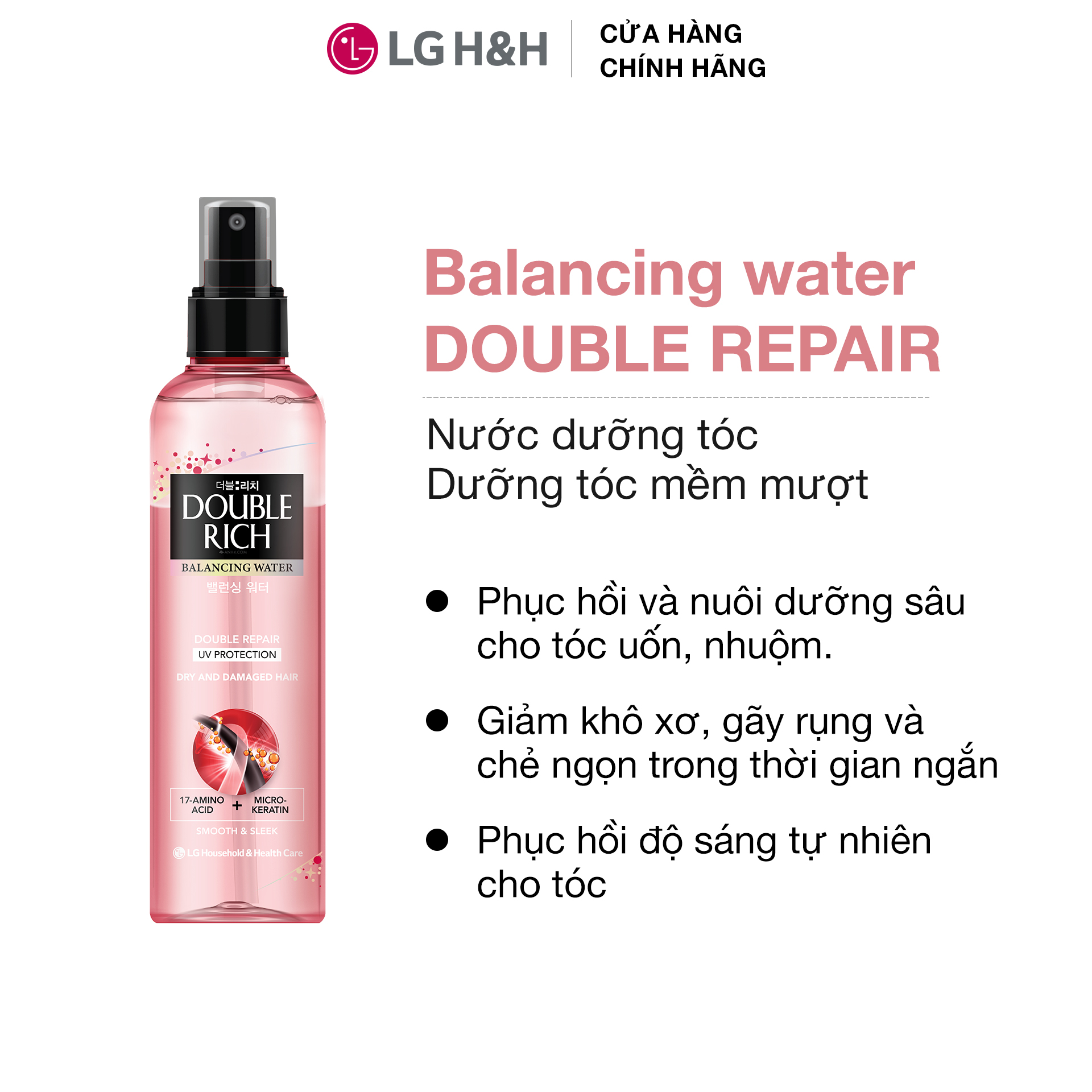 Nước xịt dưỡng tóc Double Rich chăm sóc tóc Khô sơ và Hư tổn 250ml