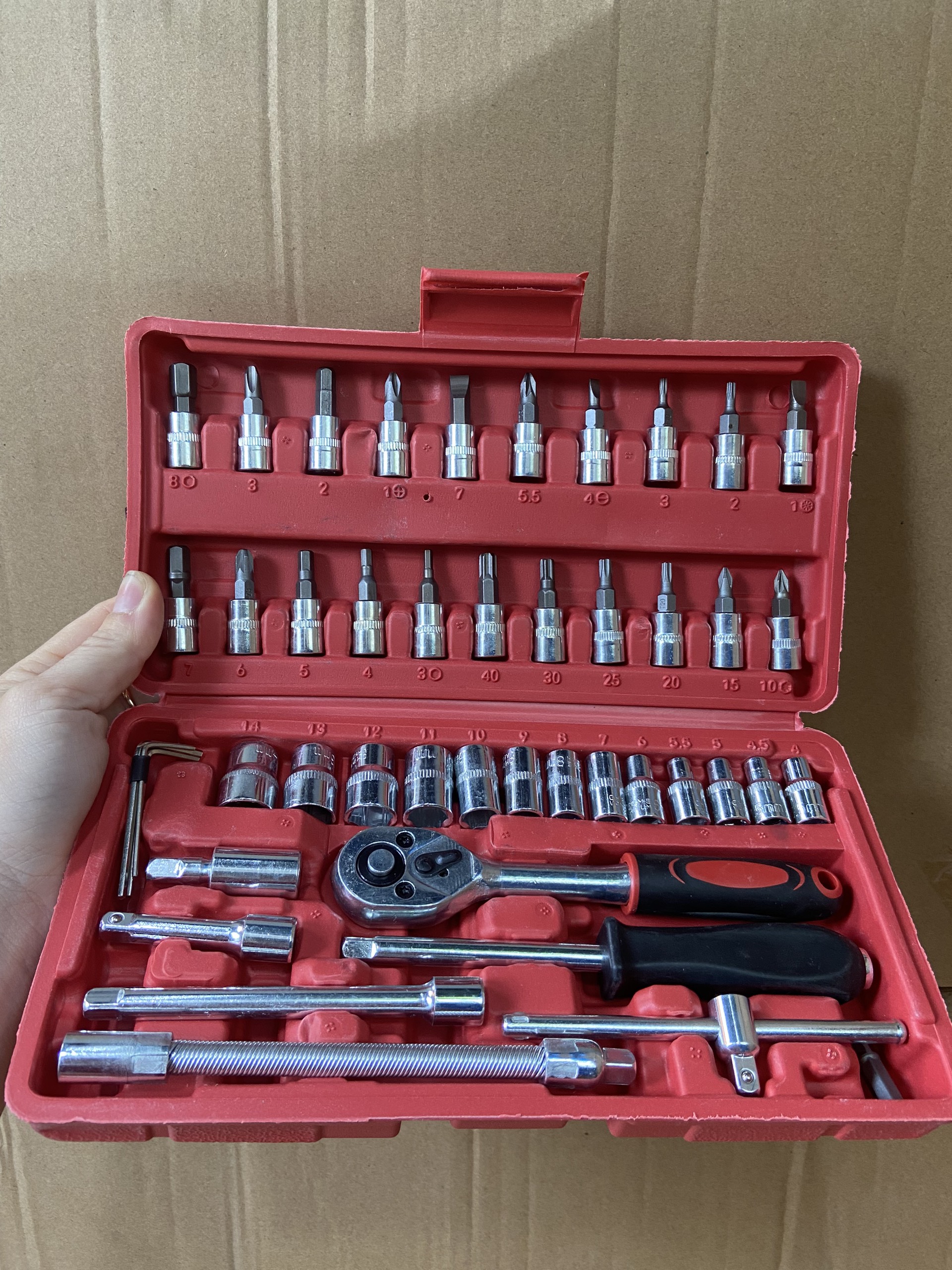 [LOẠI TỐT] Bộ dụng cụ mở bu lông ốc vít, bộ dụng cụ sửa chữa ô tô xe máy, bộ dụng cụ đa năng 46 chi tiết cầm tay cao cấp