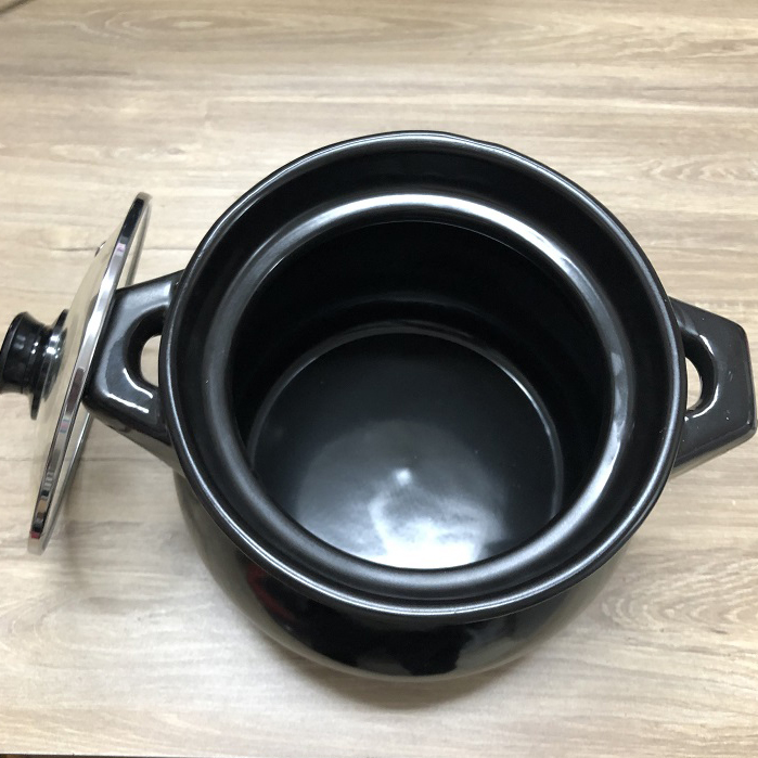 [HCM]Nồi đất hầm canh thịt 4L Đen nắp kính