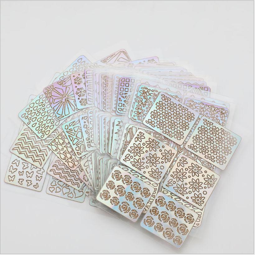 [HCM]SET 12 tấm giấy dán lưới hollow sticker tạo kiểu cho móng