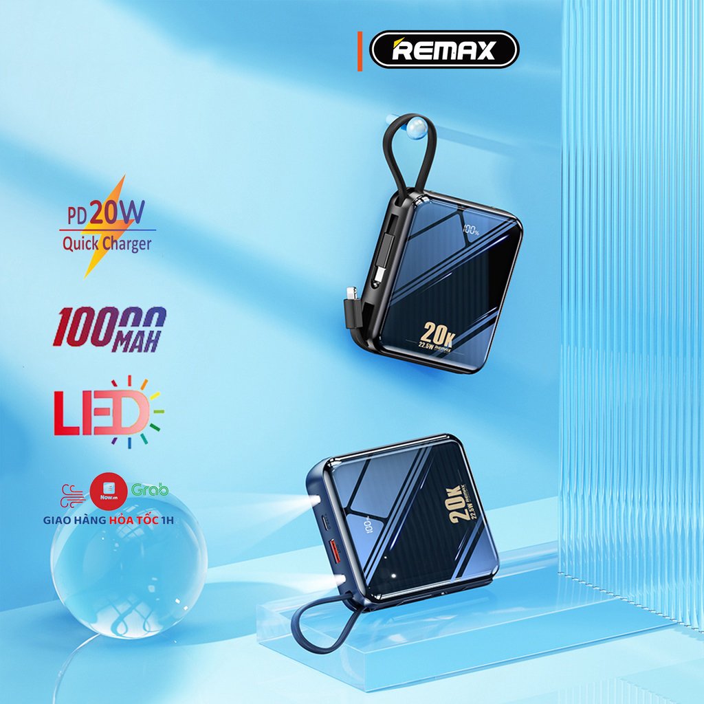 PIN SẠC DỰ PHÒNG REMAX 20.000 RPP-51 , KÈM CÁP SẠC , 22.5W , ĐA NĂNG pin sạc dự phòng siêu nhỏ.tích hợp sạc nhanh 20W ,22.5W sạc cùng 3 thiết bị,tích hợp đèn LED BH 12 tháng