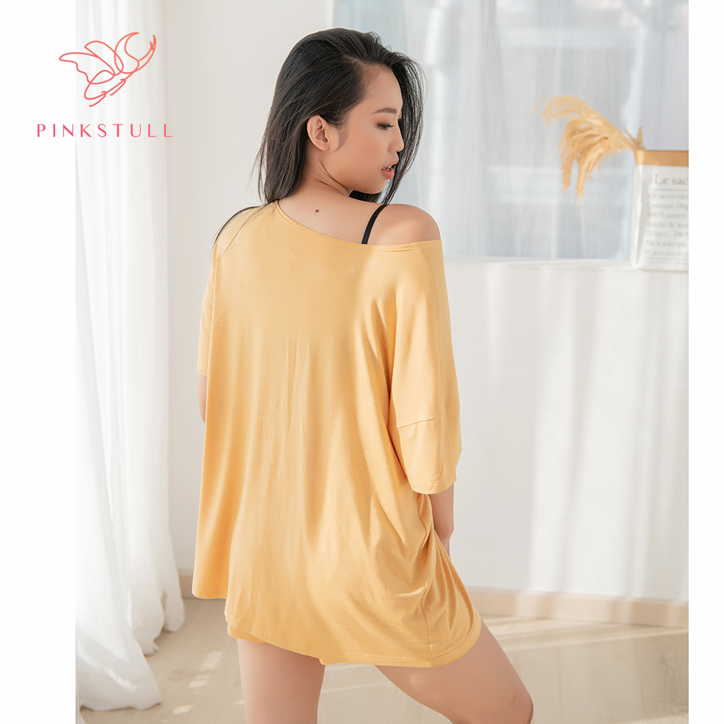 Bộ đồ ngủ thun Pink Stull vàng đậm