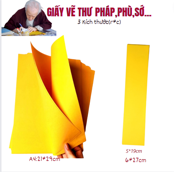 Giấy viết Sớ,vẽ Phù,Thư pháp 50 Tờ...[3 kích thước]