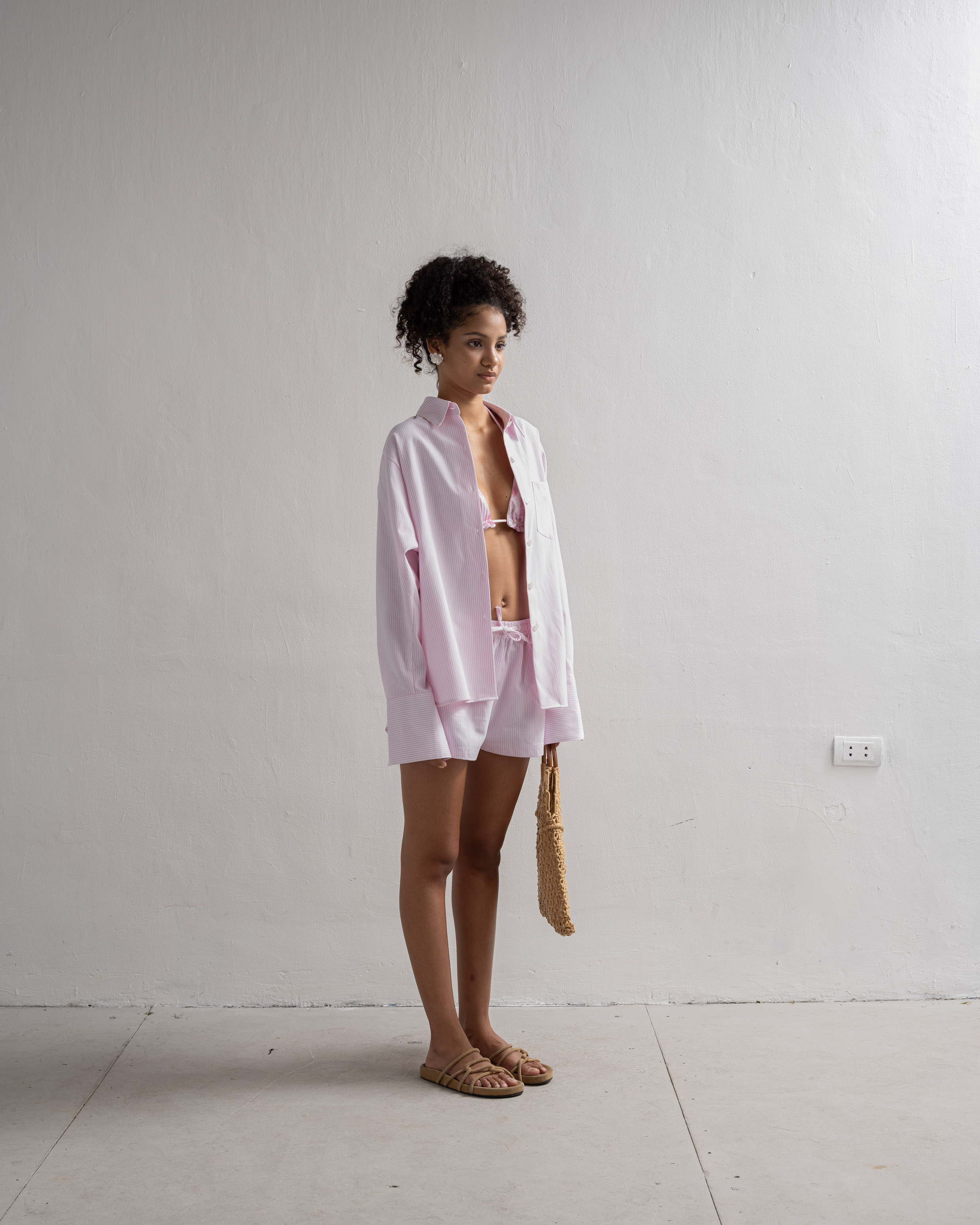 Set sơ mi nữ dáng oversized kẻ sọc Chemise Sọc - oula studios