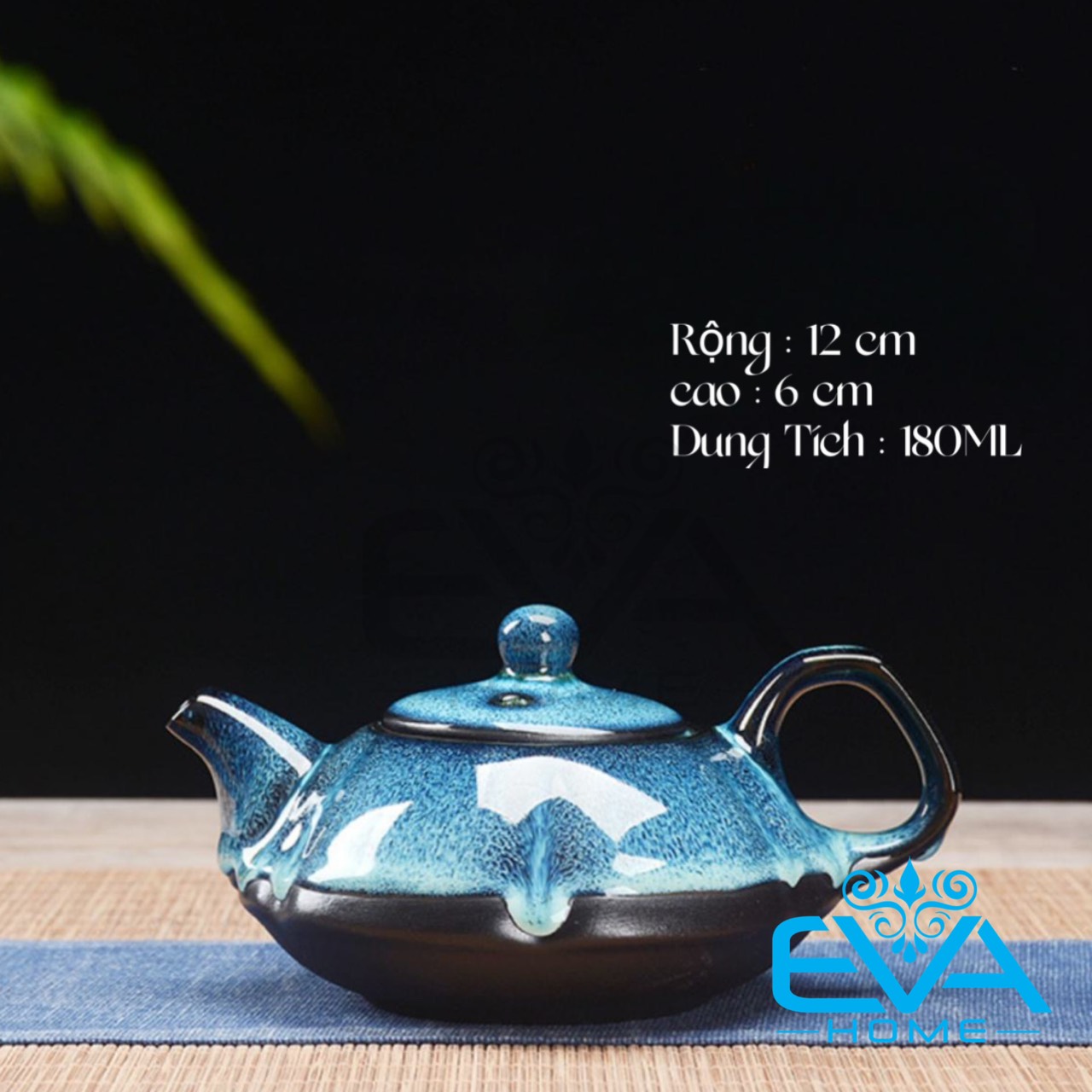 Bộ Ấm 6 Chén Pha Trà Gốm Sứ Men Xanh Thiên Mục Cao Cấp