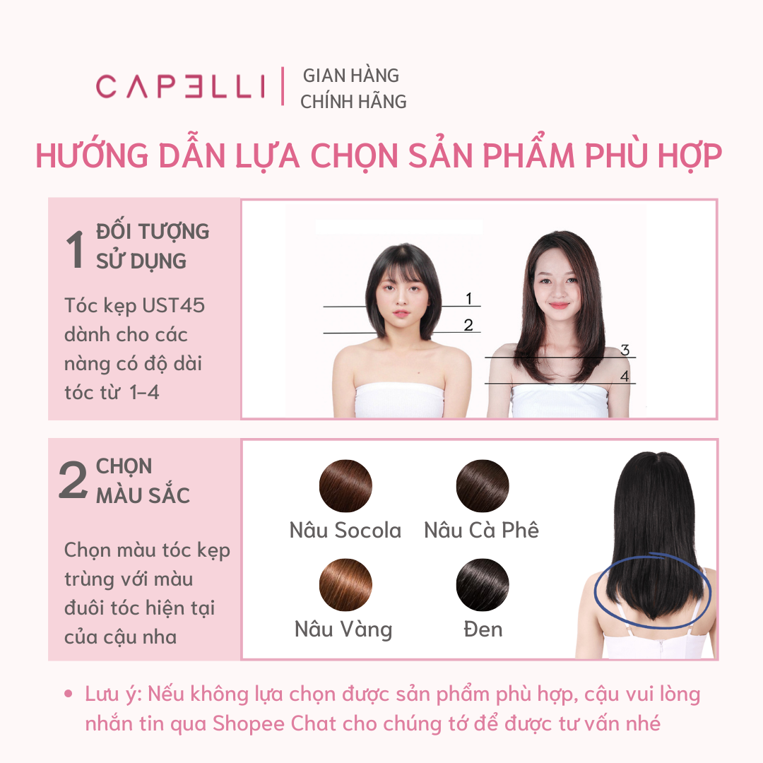 Tóc Kẹp U CAPELLI Xoăn Sóng Trục 45cm