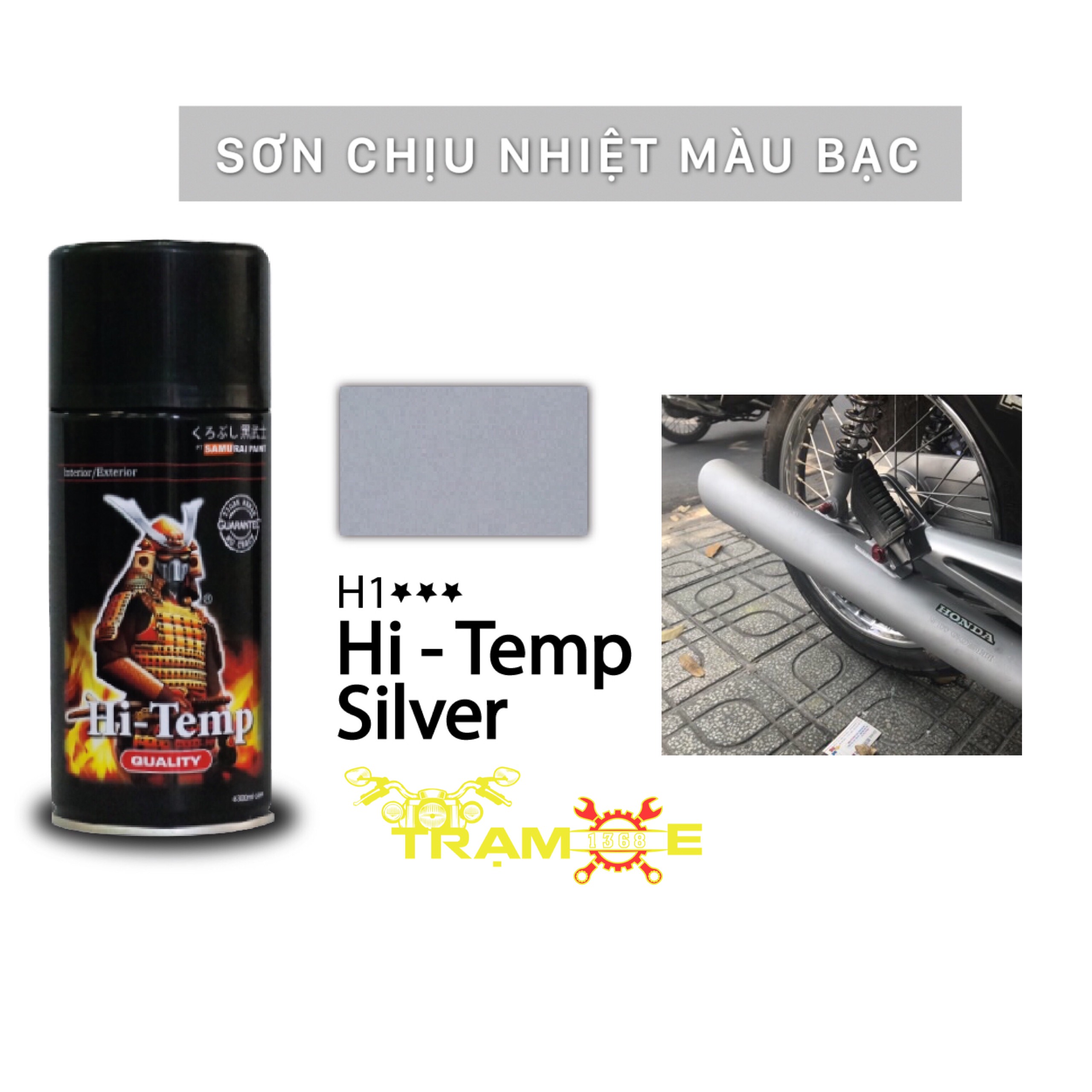 CHAI SƠN SAMURAI MÀU BẠC H1 CHỊU NHIỆT CHỐNG CHÁY DUNG TÍCH 300ML TỪ NHẬT BẢN - SƠN XỊT TIỆN LỢI DỄ SỬ DỤNG