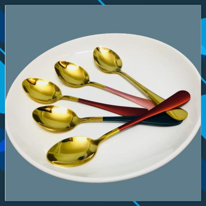 {COMBO 5 CHIẾC}Thìa mạ vàng - Thìa cao cấp sang trọng dùng cho nhà hàng quán ăn, bạn cũng có thể dùng cho gia đình, đem tặng bạn bè người thân