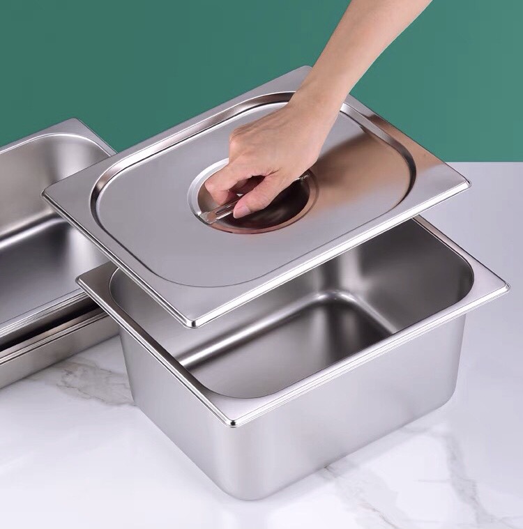 Khay GN 1/2 đựng thực phẩm chất liệu inox cao cấp , không nắp và kèm cả nắp