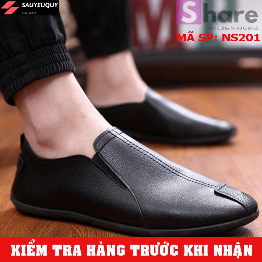 (TẶNG TẤT LƯỜI CAO CẤP) - Giày Lười Nam Hàn Quốc Màu Đen