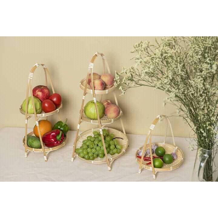 Mẹt tre tầng đựng đồ ăn, trang trí decor