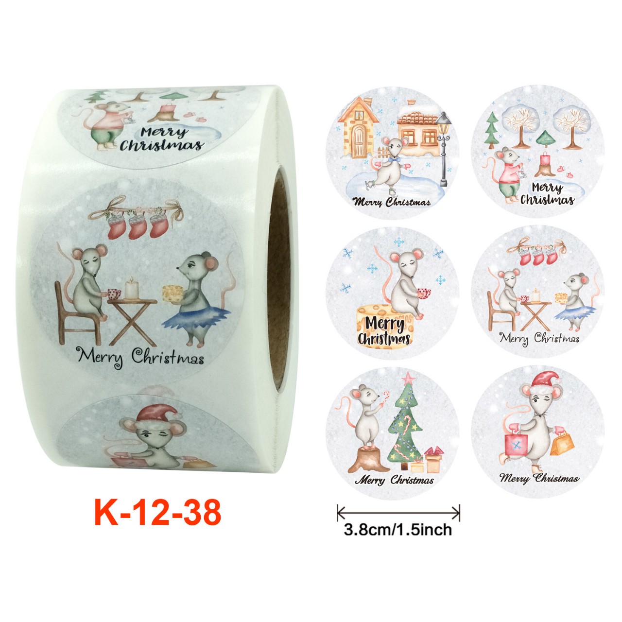 Cuộn 500 sticker dán quà tặng giáng sinh- noel- sticker cám ơn - Selenshop