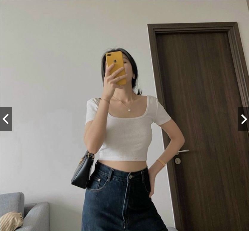 Áo cổ vuông thắt nơ sau lưng