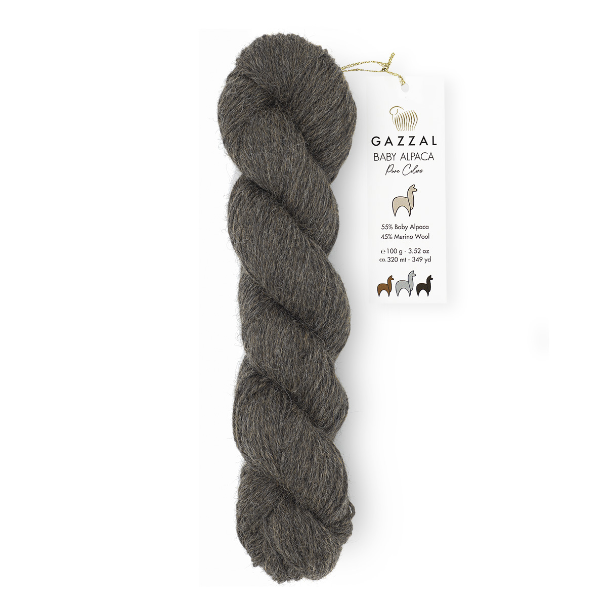 Cuộn len sợi lông cừu Merino pha lạc đà Alpaca màu tự nhiên không nhuộm Gazzal Baby Alpaca Pure Color
