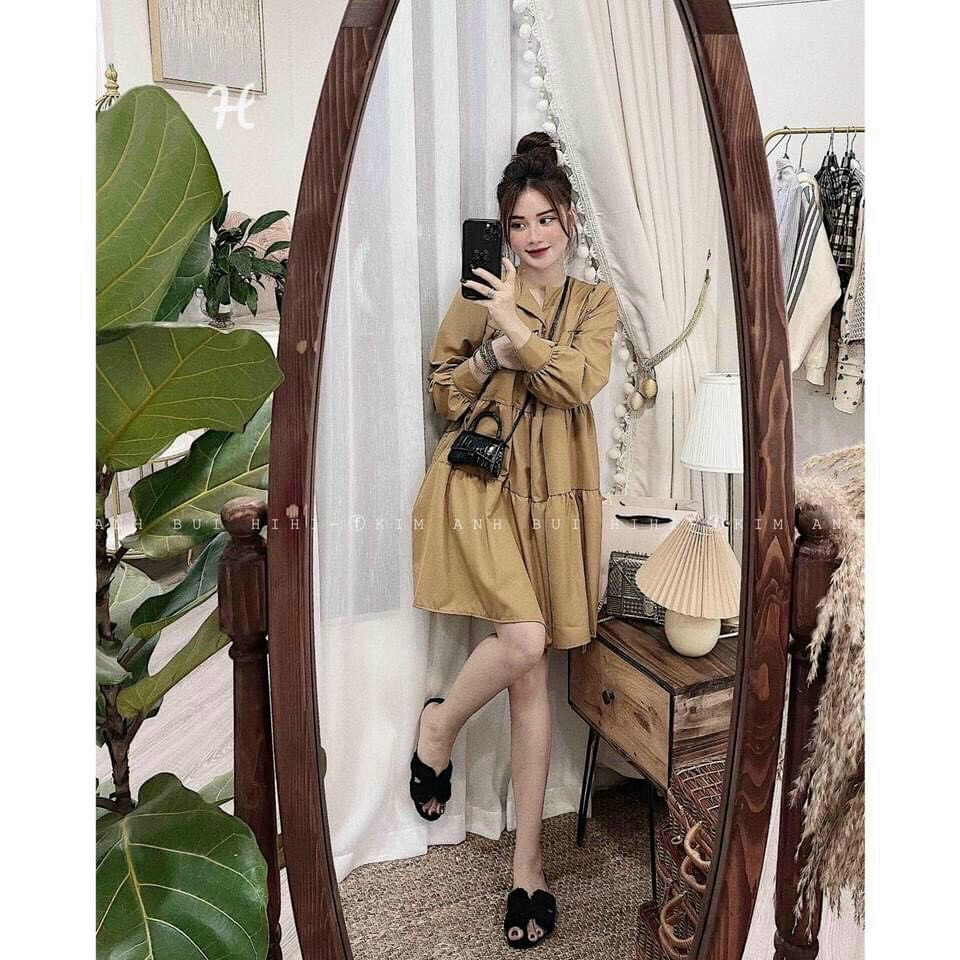 [FREESHIP MAX + HOÀN TIỀN MAX 15%] ĐẦM KATE NÂU XÒE DỄ THƯƠNG XINH