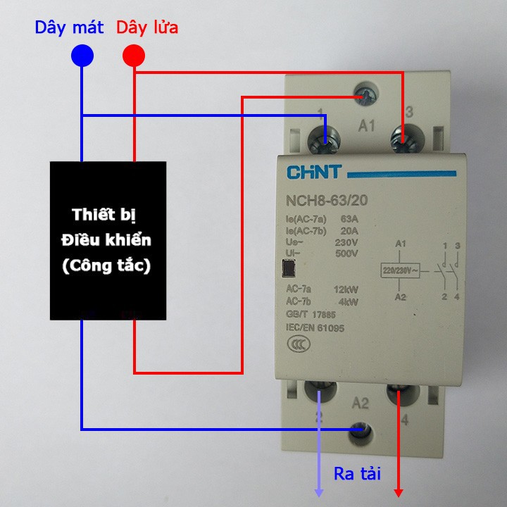 Contactor Khởi động từ 1 pha Chint NCH8-63A 220V