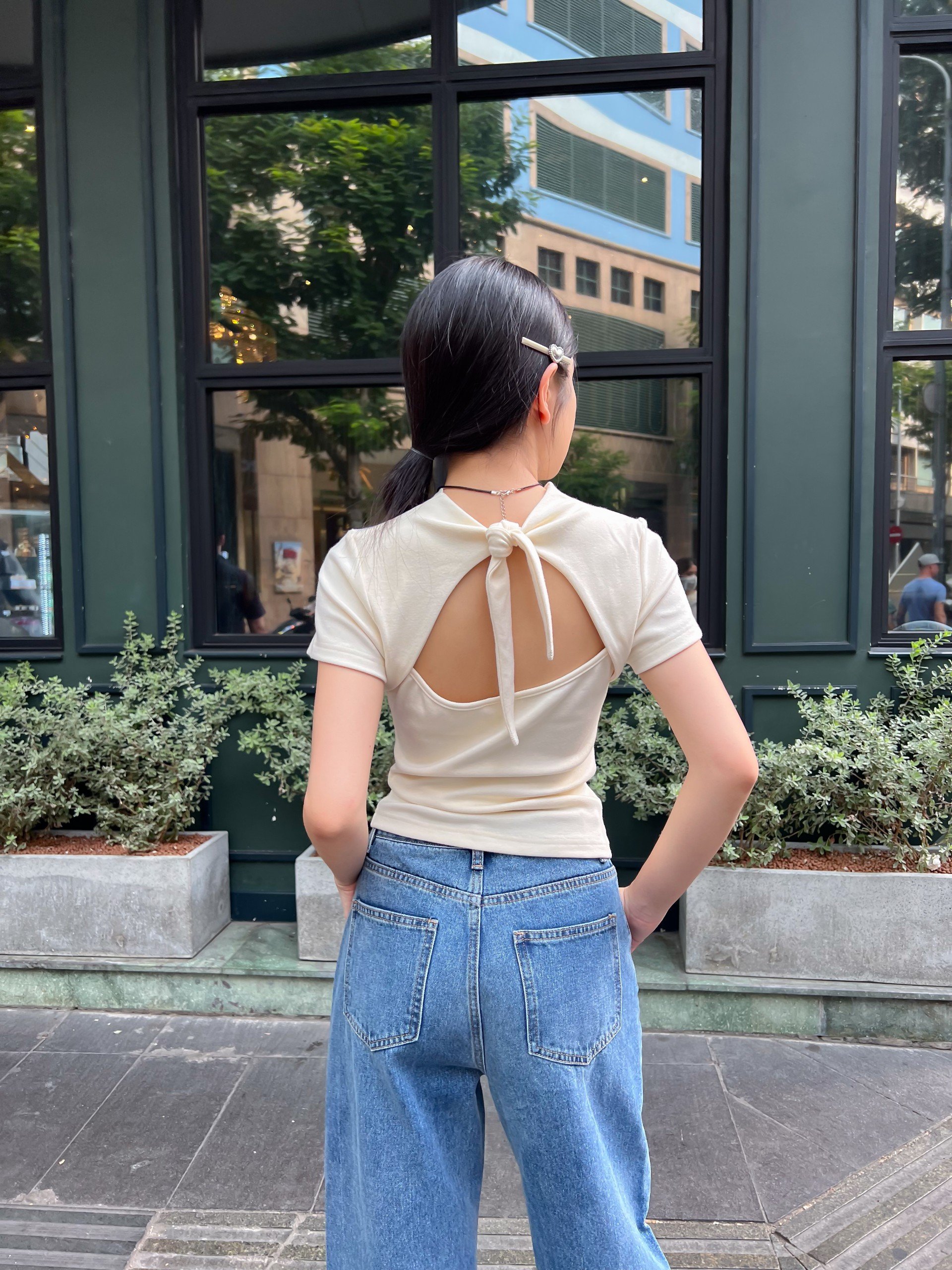 KIDO Áo croptop thun len nơ lưng EMMA TOP