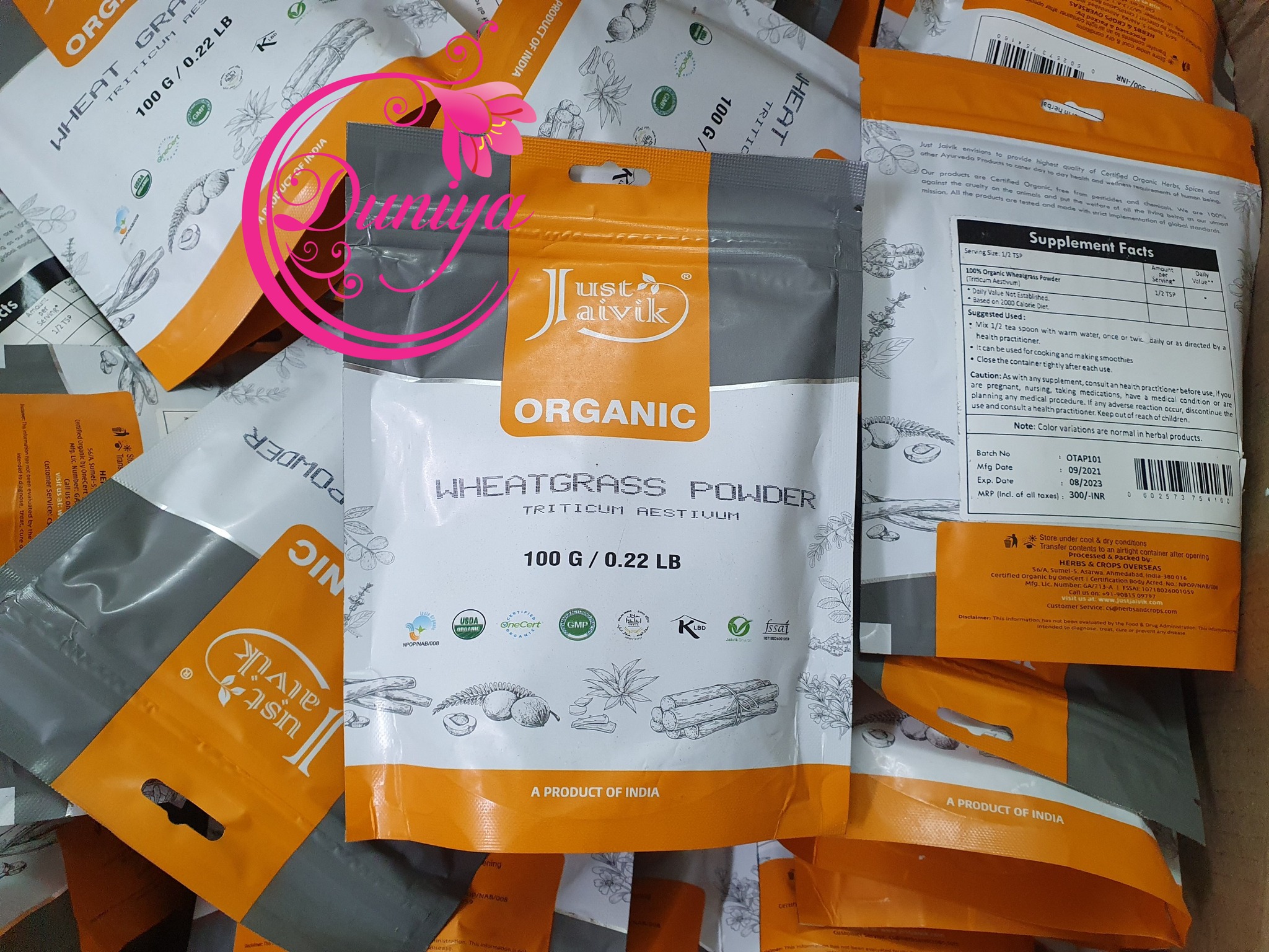 Date 08.2023 - Bột cỏ lúa mì hữu cơ Just Jaivik Wheatgrass Powder