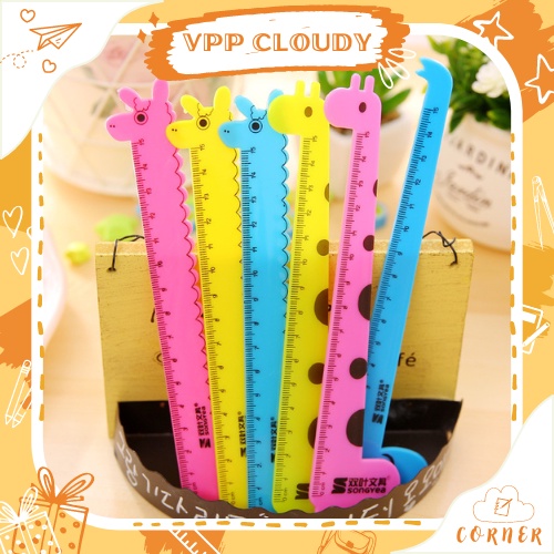 Thước kẻ học sinh hình động vật hươu dễ thương 15cm