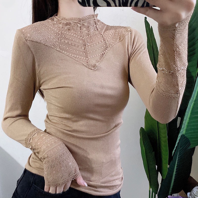 Áo Giữ Nhiệt Nữ ❤️FREESHIP❤️Áo len phối ren đóng hộp cao cấp dài tay đóng hộp xịn xò mã QA13