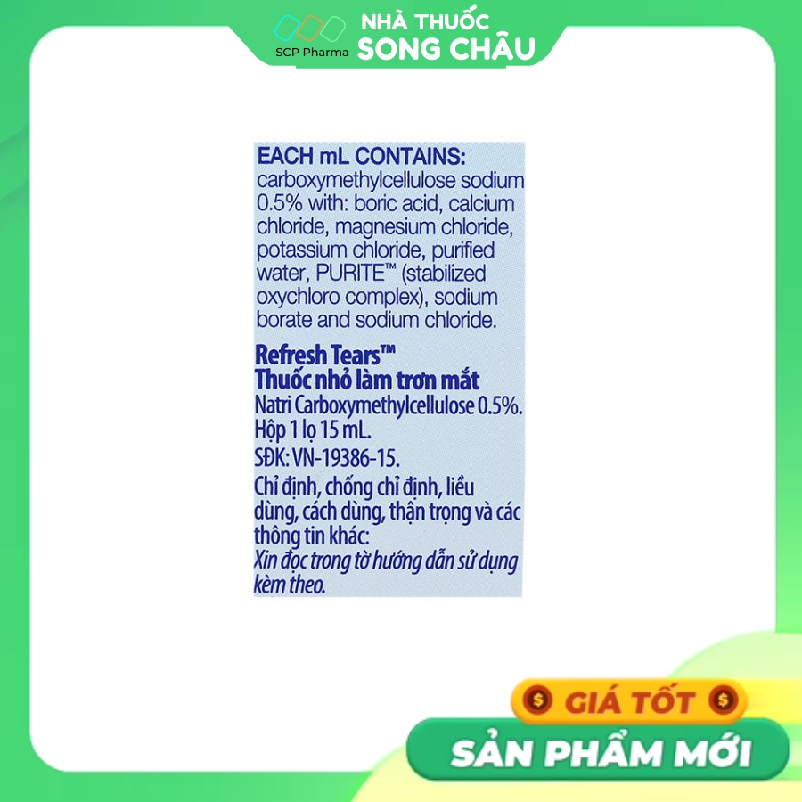 Nước nhỏ mắt Refresh Tears Lubricant Eye Drops chai 15ml