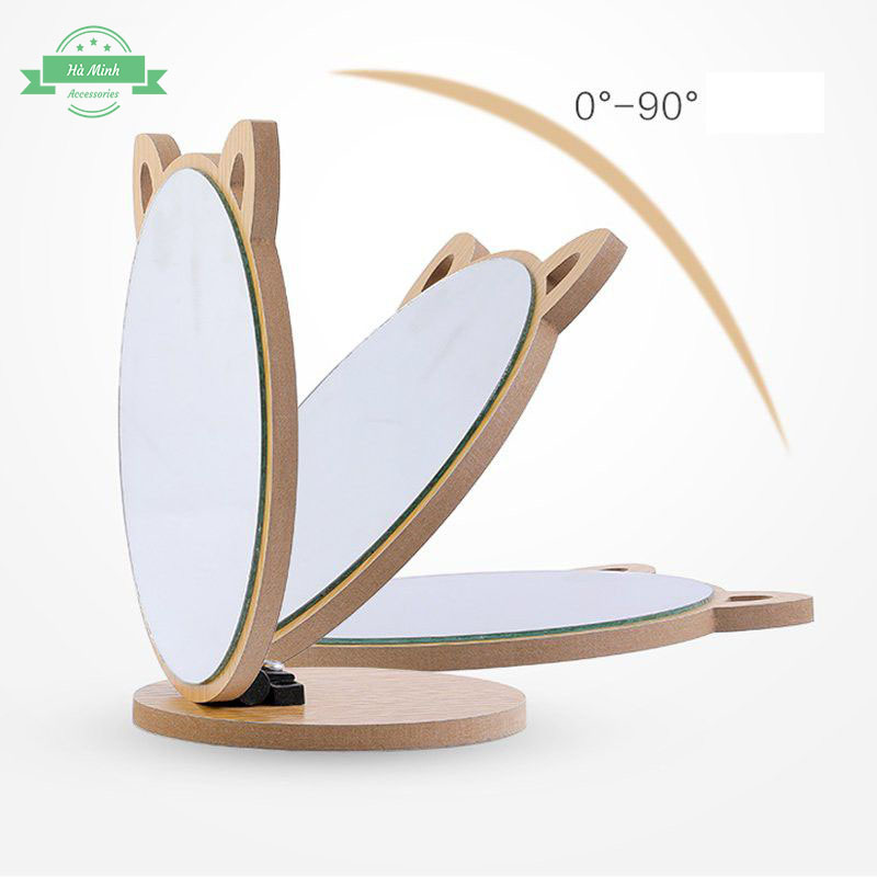 Gương tai mèo gỗ phong cách hàn quốc