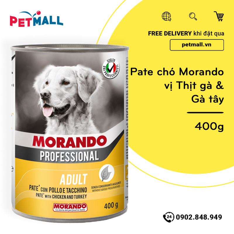Pate chó Morando vị Thịt gà & Gà tây 400g petmall