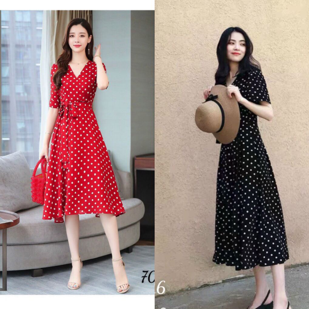 [HCM]ĐẦM XÒE LỤA BI DÀI THẮT NƠ DỄ THƯƠNG-D01