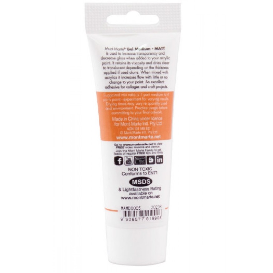 [HCM]DUNG DỊCH PHA MÀU MEDIUM ACRYLIC MONT MARTE GLOSS / MATT / RETARDER TUÝP 75 ML