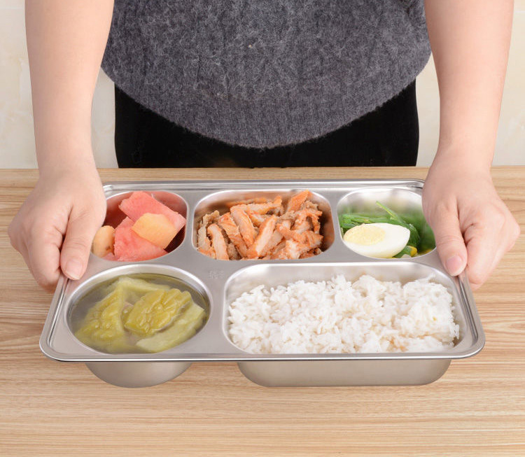 Khay inox 5 ngăn SUS - Khay đựng cơm inox cao cấp