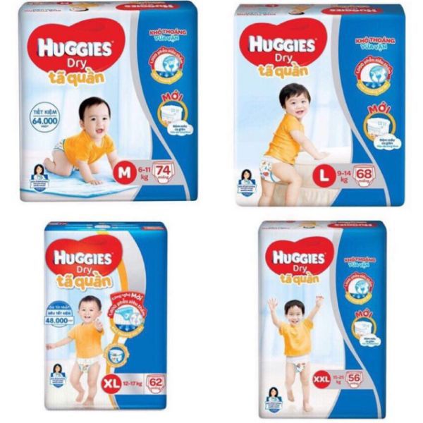 Tã bỉm quần Huggies XL 62 miếng. Date 10/2023