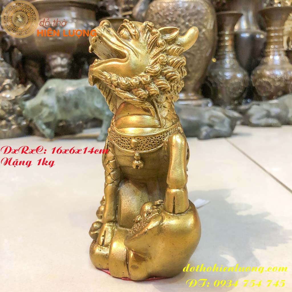 Kỳ Lân Cõng Đồng Tử Nam Bằng Đồng Phong Thủy Cầu Con Trai, Ngang 16cm, Cao 14cm