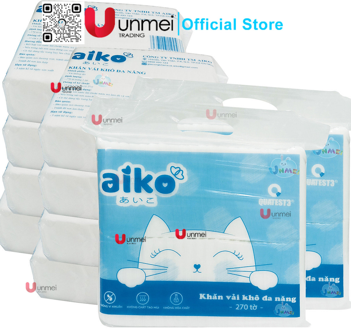 Khăn vải khô đa năng aiko 270 tờ/ gói