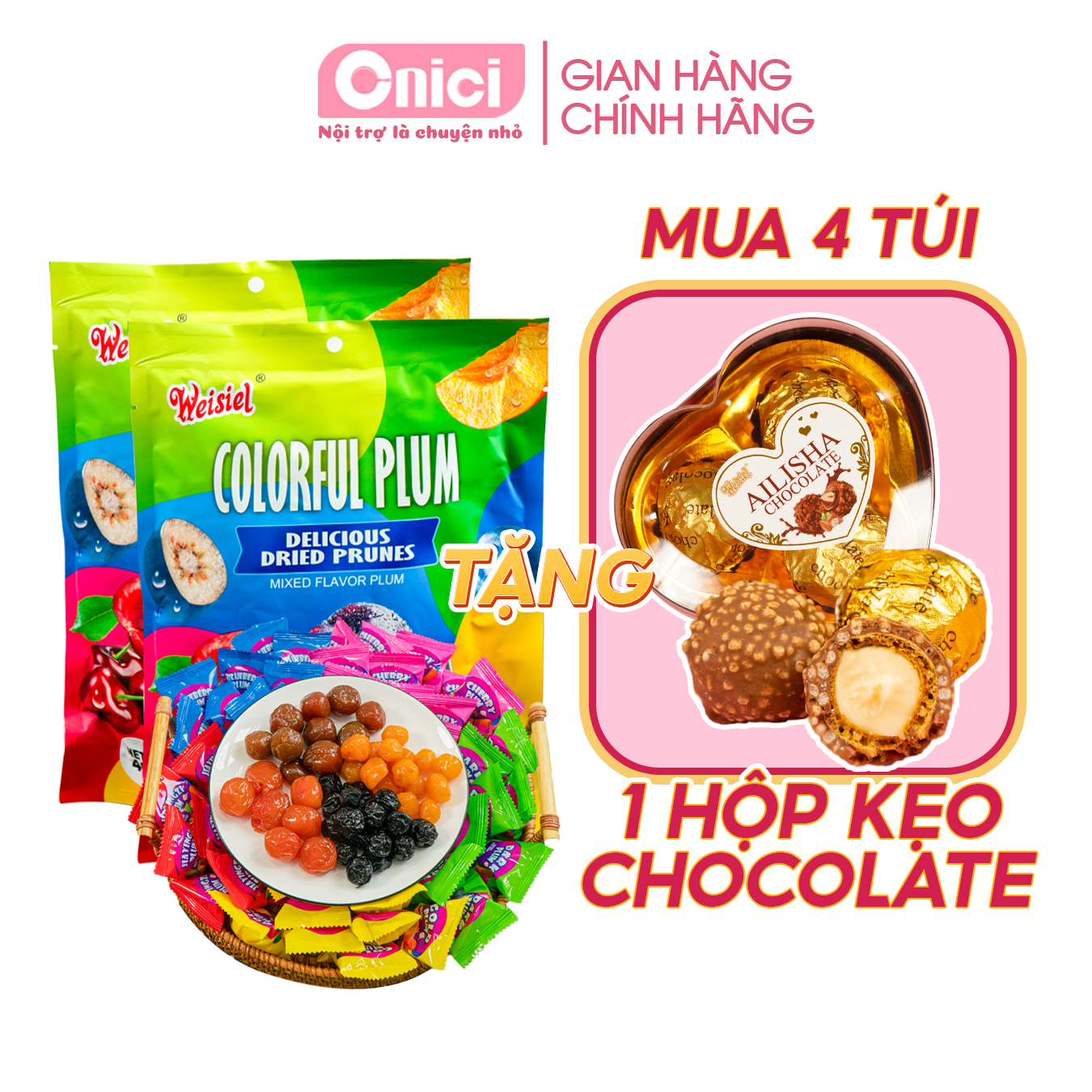 Combo 3 bịch Ô Mai mix vị Colorful Plum siêu ngon