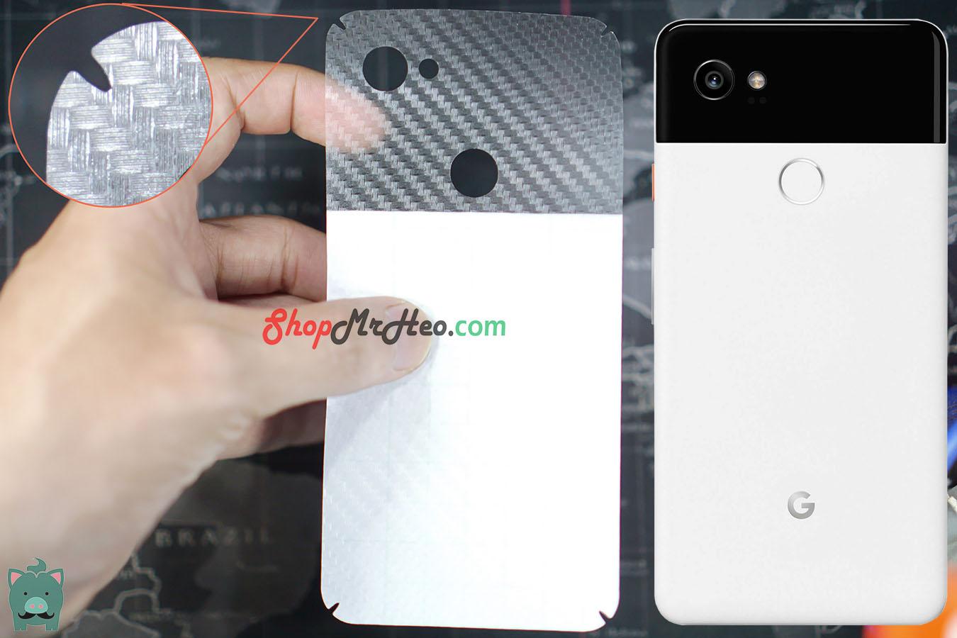 Skin Dán Mặt Sau Lưng Vân 3D Carbon Google Pixel 2 XL