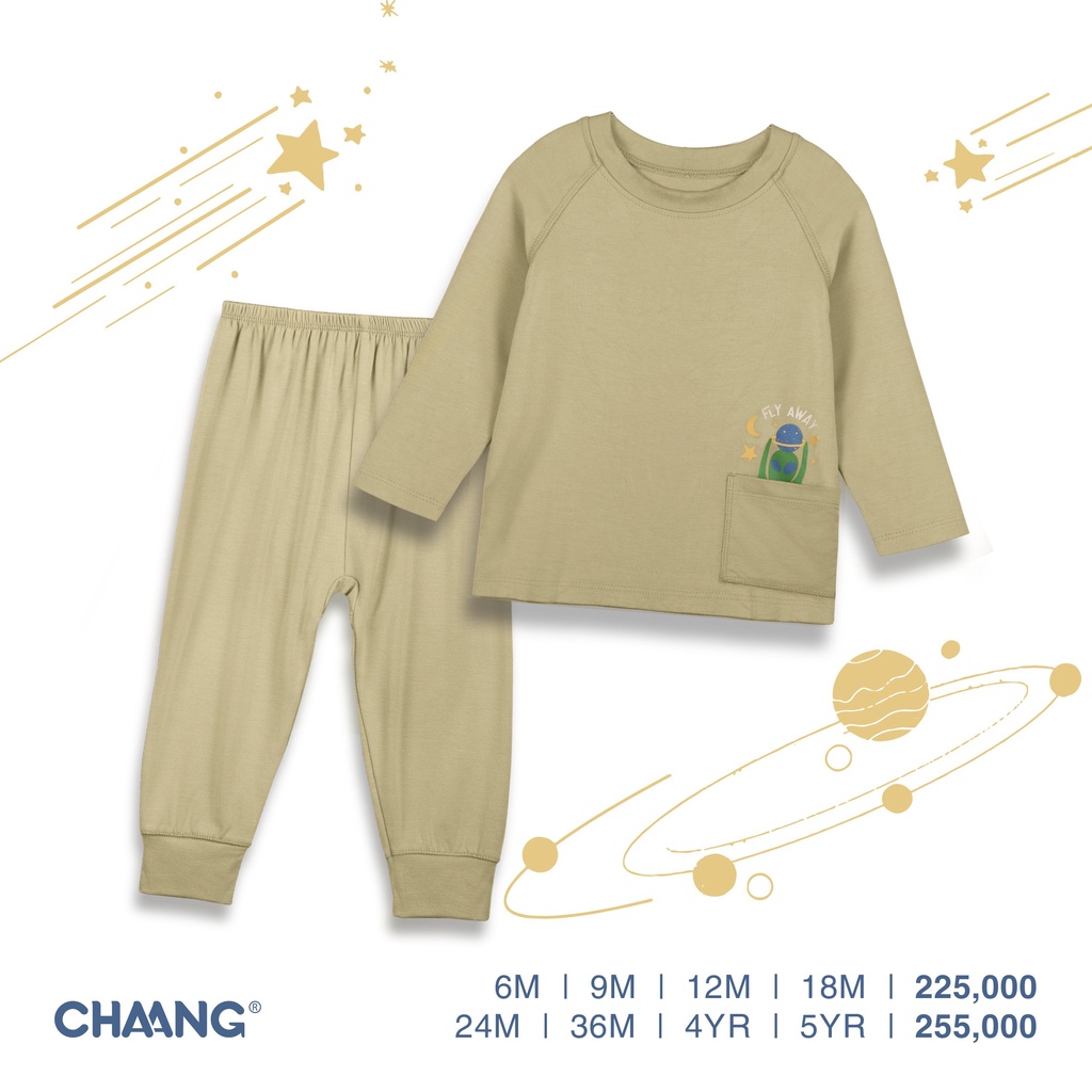 Bộ áo dài tay quần dài raglan cotton ấm áp Cosmos Chaang