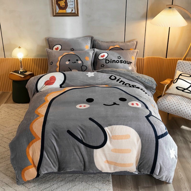 Bộ chăn ga nỉ nhung 3d